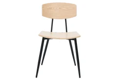 Chaises vintage en bois clair chêne et métal noir (lot de 2) JOLINE