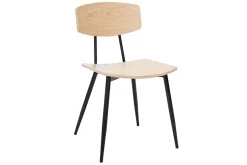 Chaises vintage en bois clair chêne et métal noir (lot de 2) JOLINE
