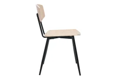 Chaises vintage en bois clair chêne et métal noir (lot de 2) JOLINE