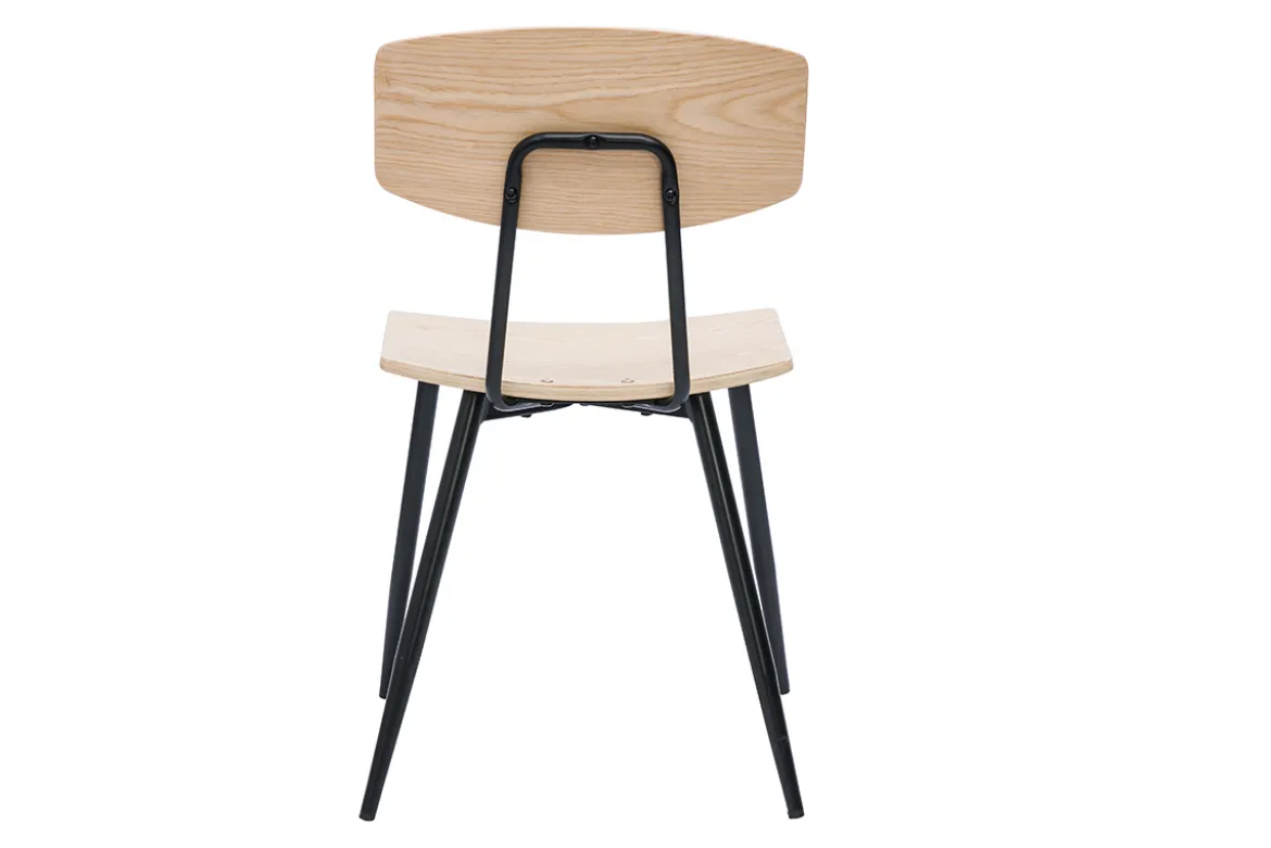Chaises vintage en bois clair chêne et métal noir (lot de 2) JOLINE