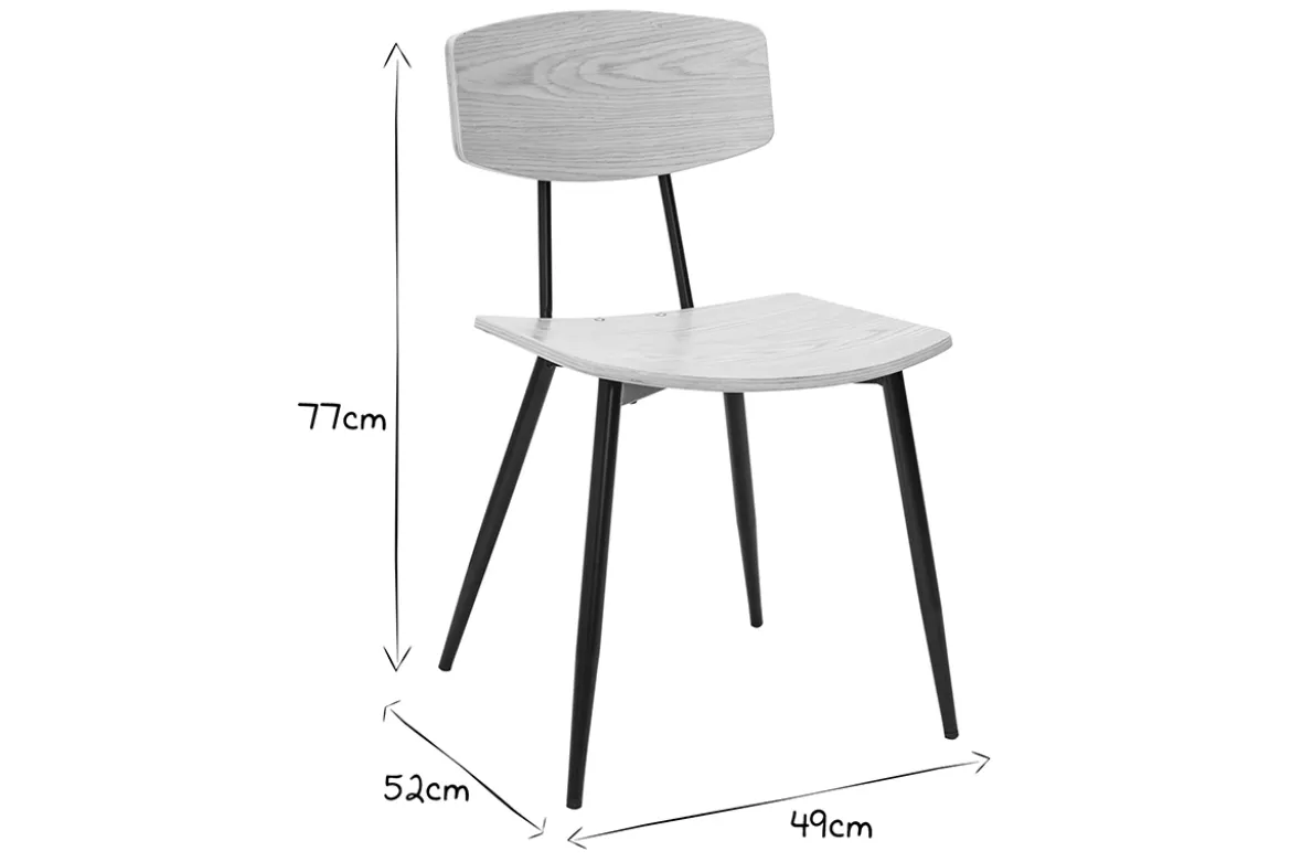 Chaises vintage en bois clair chêne et métal noir (lot de 2) JOLINE