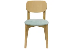 Chaises vintage en bois clair chêne et tissu effet velours vert céladon (lot de 2) LUCIA