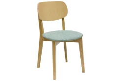 Chaises vintage en bois clair chêne et tissu effet velours vert céladon (lot de 2) LUCIA