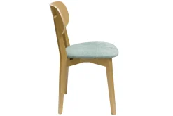Chaises vintage en bois clair chêne et tissu effet velours vert céladon (lot de 2) LUCIA