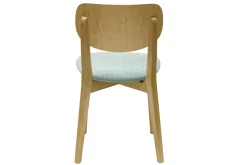 Chaises vintage en bois clair chêne et tissu effet velours vert céladon (lot de 2) LUCIA
