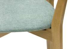 Chaises vintage en bois clair chêne et tissu effet velours vert céladon (lot de 2) LUCIA