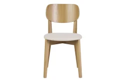 Chaises vintage en bois clair chêne et tissu effet laine bouclée blanc (lot de 2) LUCIA