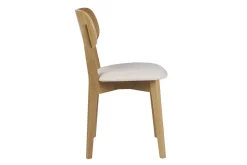 Chaises vintage en bois clair chêne et tissu effet laine bouclée blanc (lot de 2) LUCIA