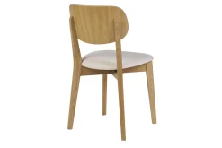 Chaises vintage en bois clair chêne et tissu effet laine bouclée blanc (lot de 2) LUCIA