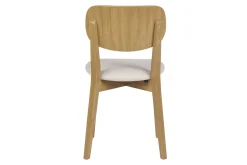 Chaises vintage en bois clair chêne et tissu effet laine bouclée blanc (lot de 2) LUCIA