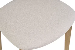 Chaises vintage en bois clair chêne et tissu effet laine bouclée blanc (lot de 2) LUCIA