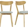 Chaises vintage en bois clair chêne et tissu effet velours vert céladon (lot de 2) DOVE