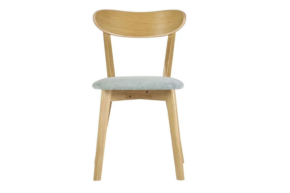 Chaises vintage en bois clair chêne et tissu effet velours vert céladon (lot de 2) DOVE