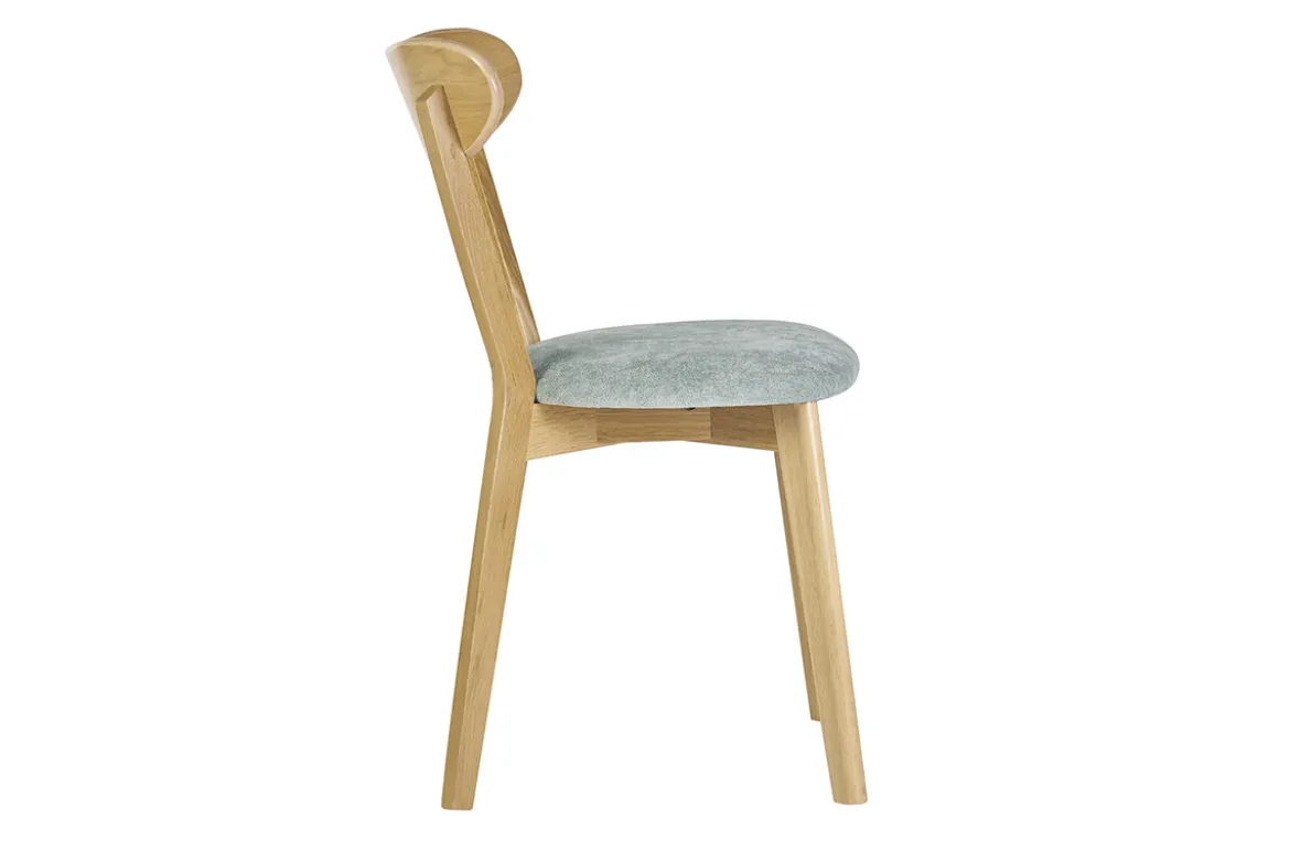 Chaises vintage en bois clair chêne et tissu effet velours vert céladon (lot de 2) DOVE