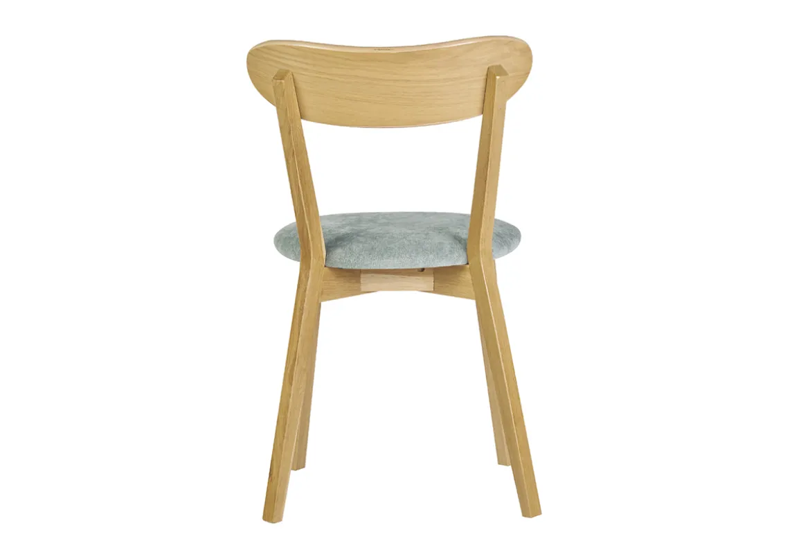 Chaises vintage en bois clair chêne et tissu effet velours vert céladon (lot de 2) DOVE