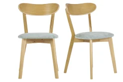 Chaises vintage en bois clair chêne et tissu effet velours vert céladon (lot de 2) DOVE
