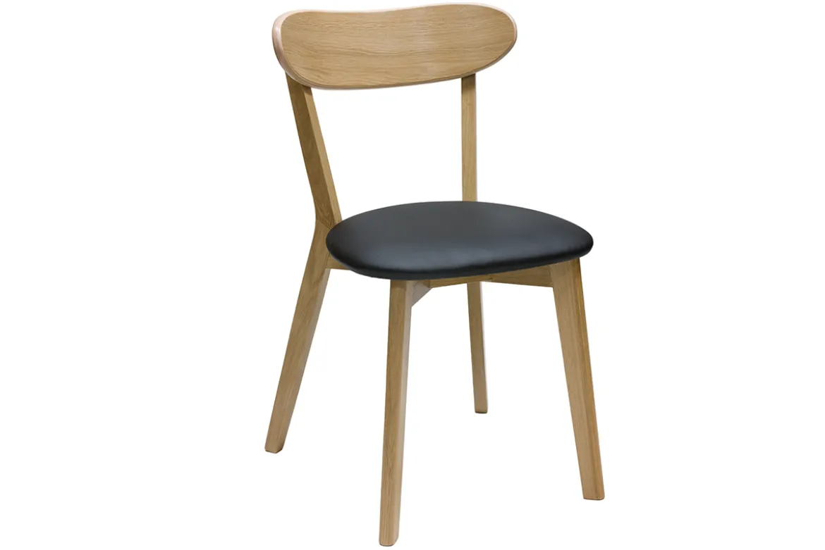 Chaises vintage en bois clair chêne et noir (lot de 2) DOVE