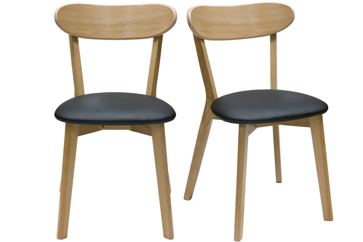 Chaises vintage en bois clair chêne et noir (lot de 2) DOVE