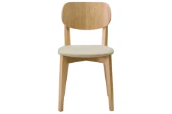 Chaises vintage en bois clair chêne et tissu beige (lot de 2) LUCIA