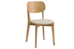 Chaises vintage en bois clair chêne et tissu beige (lot de 2) LUCIA