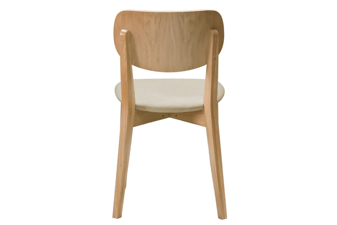 Chaises vintage en bois clair chêne et tissu beige (lot de 2) LUCIA