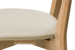 Chaises vintage en bois clair chêne et tissu beige (lot de 2) LUCIA