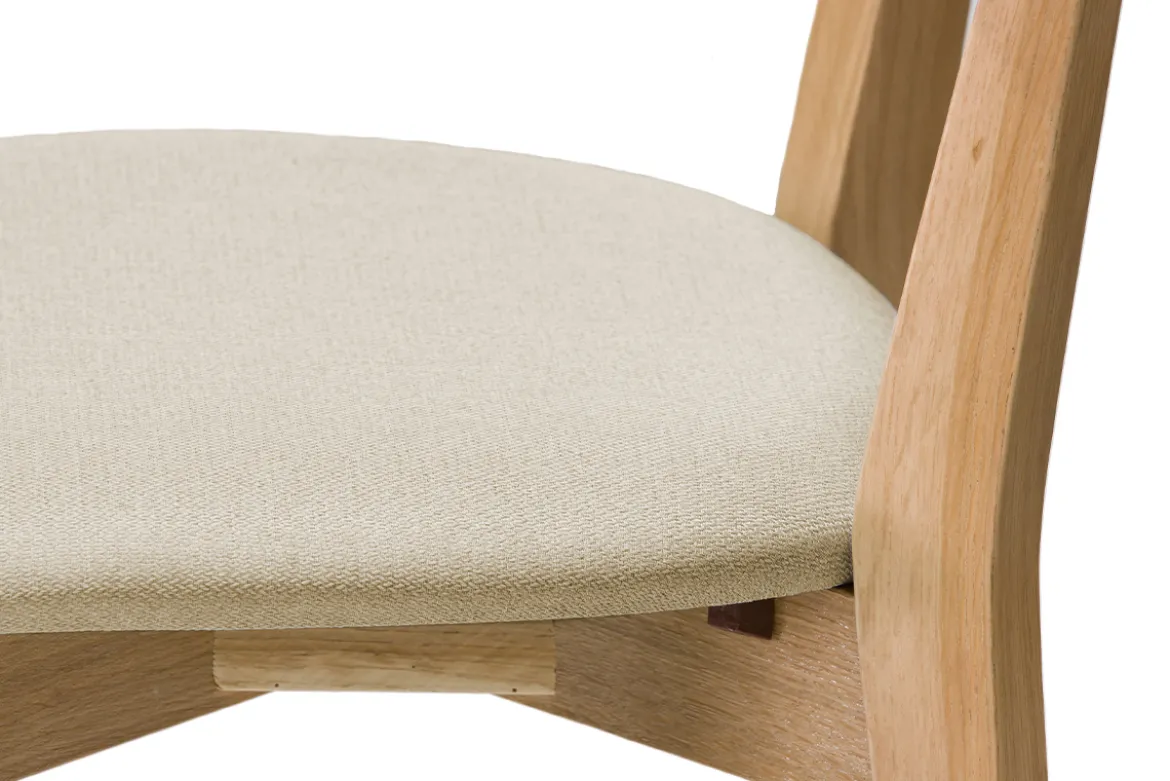 Chaises vintage en bois clair chêne et tissu beige (lot de 2) LUCIA