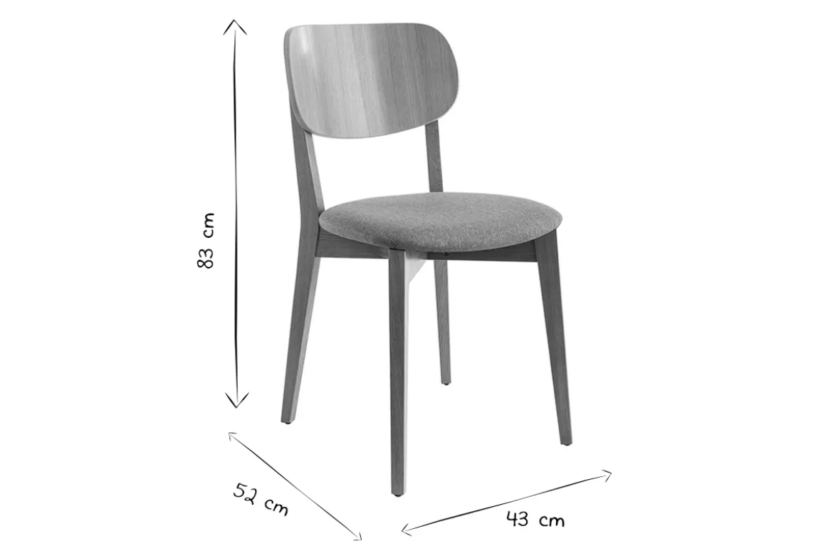Chaises vintage en bois clair chêne et tissu beige (lot de 2) LUCIA