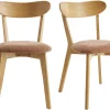 Chaises vintage en bois clair chêne et tissu effet velours terre brûlée (lot de 2) DOVE