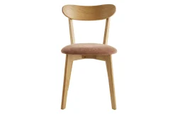 Chaises vintage en bois clair chêne et tissu effet velours terre brûlée (lot de 2) DOVE