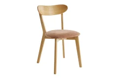 Chaises vintage en bois clair chêne et tissu effet velours terre brûlée (lot de 2) DOVE