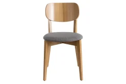 Chaises vintage en bois clair chêne et tissu gris clair (lot de 2) LUCIA
