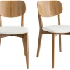 Chaises vintage en bois clair chêne et blanc (lot de 2) LUCIA