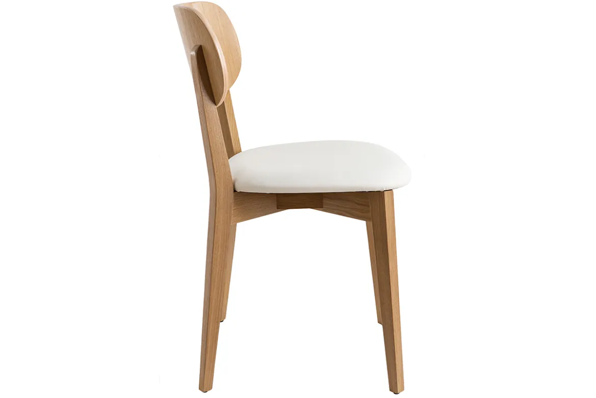 Chaises vintage en bois clair chêne et blanc (lot de 2) LUCIA