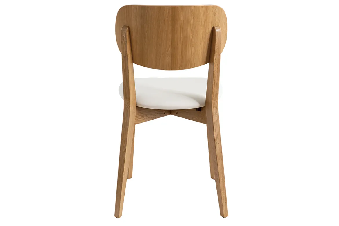 Chaises vintage en bois clair chêne et blanc (lot de 2) LUCIA