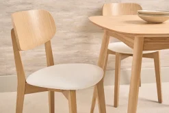 Chaises vintage en bois clair chêne et blanc (lot de 2) LUCIA
