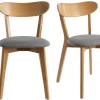Chaises vintage en bois clair chêne et tissu gris (lot de 2) DOVE