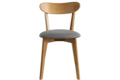 Chaises vintage en bois clair chêne et tissu gris (lot de 2) DOVE