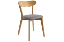 Chaises vintage en bois clair chêne et tissu gris (lot de 2) DOVE