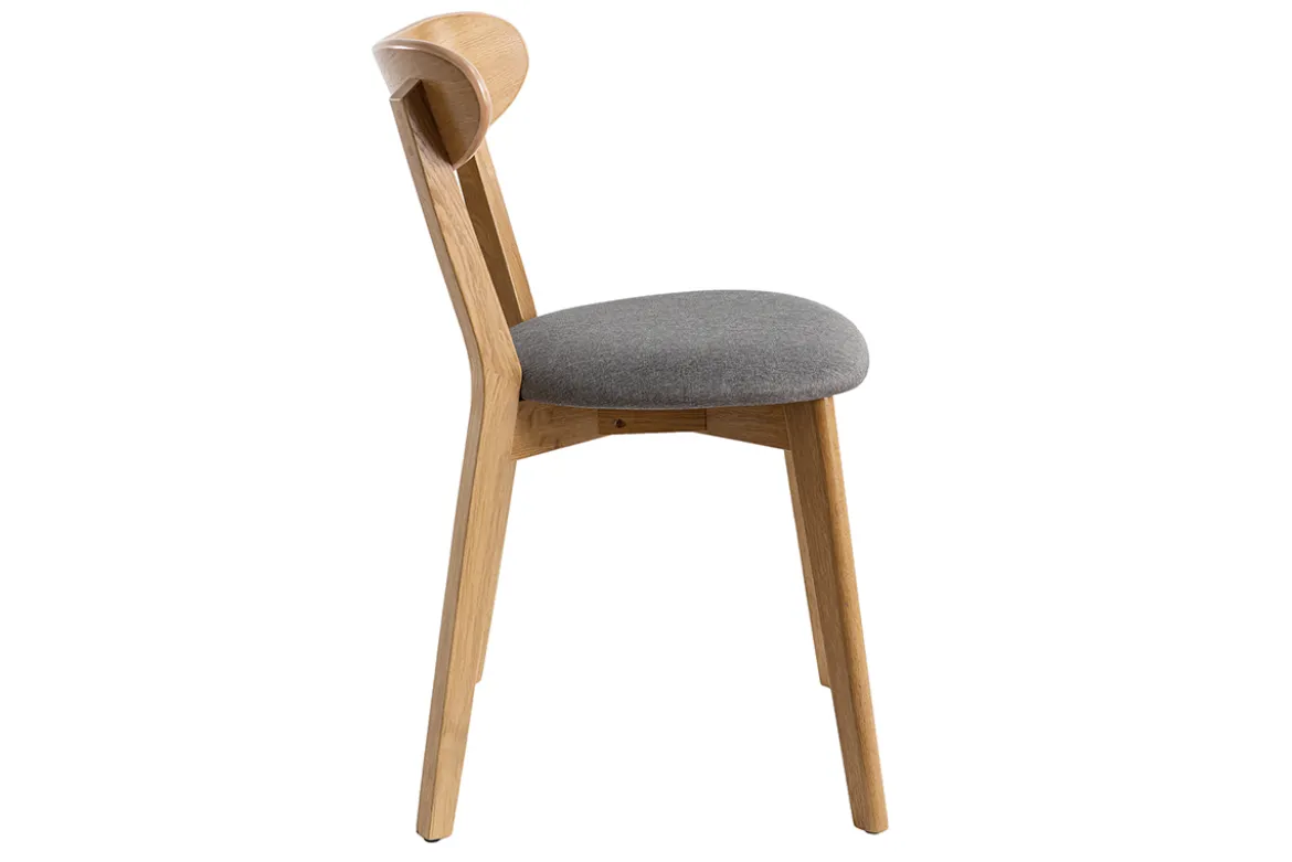 Chaises vintage en bois clair chêne et tissu gris (lot de 2) DOVE