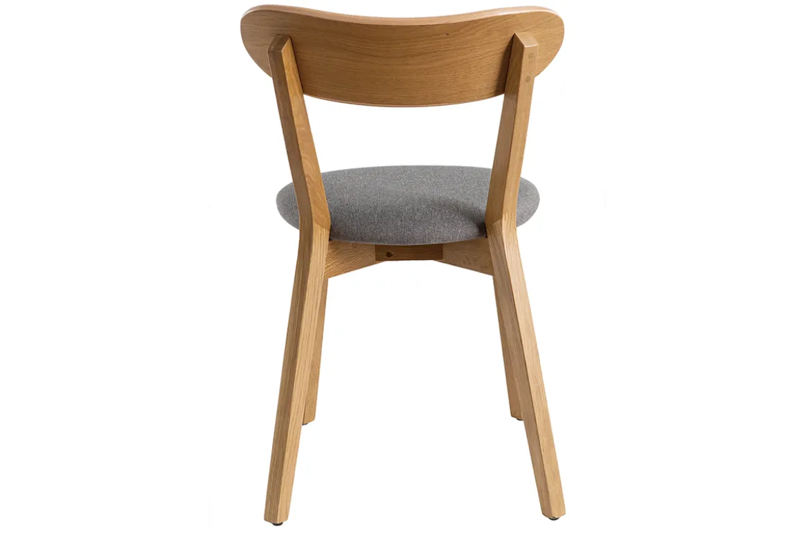 Chaises vintage en bois clair chêne et tissu gris (lot de 2) DOVE