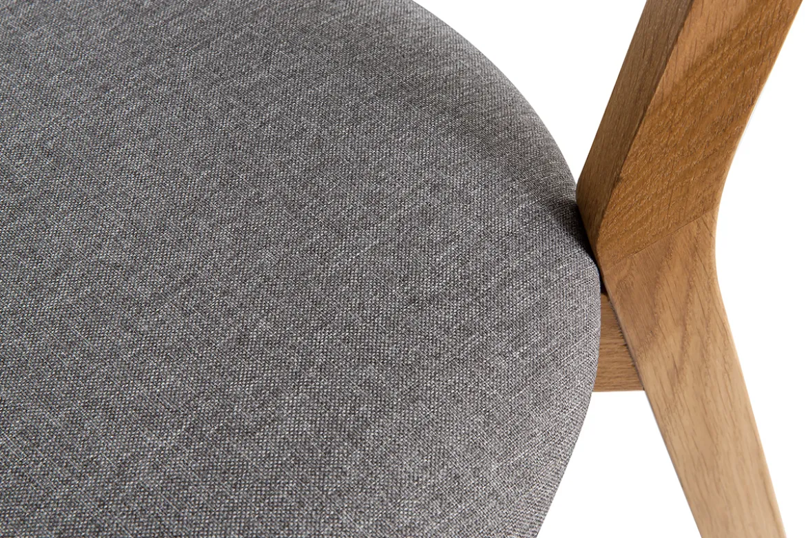 Chaises vintage en bois clair chêne et tissu gris (lot de 2) DOVE