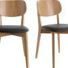 Chaises vintage en bois clair chêne et noir (lot de 2) LUCIA