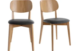 Chaises vintage en bois clair chêne et noir (lot de 2) LUCIA