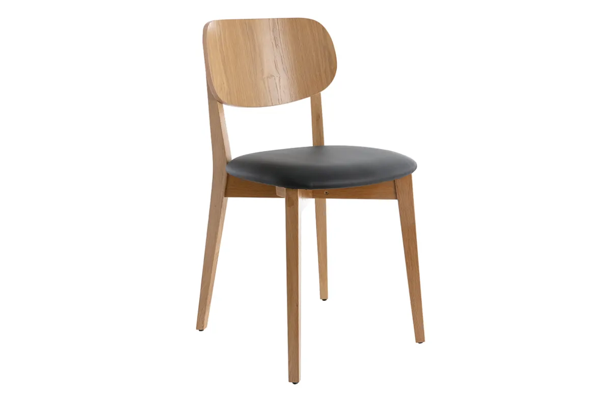 Chaises vintage en bois clair chêne et noir (lot de 2) LUCIA