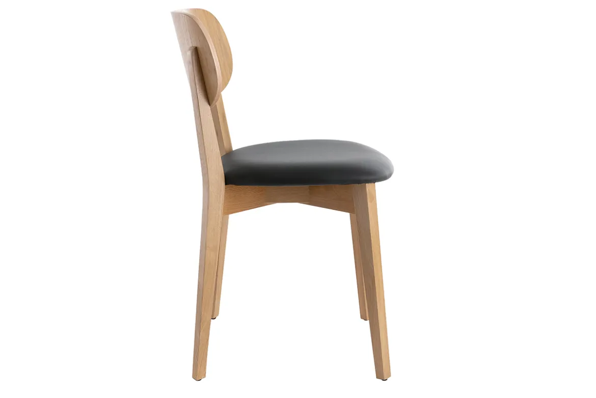 Chaises vintage en bois clair chêne et noir (lot de 2) LUCIA