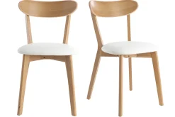Chaises vintage en bois clair chêne et blanc (lot de 2) DOVE