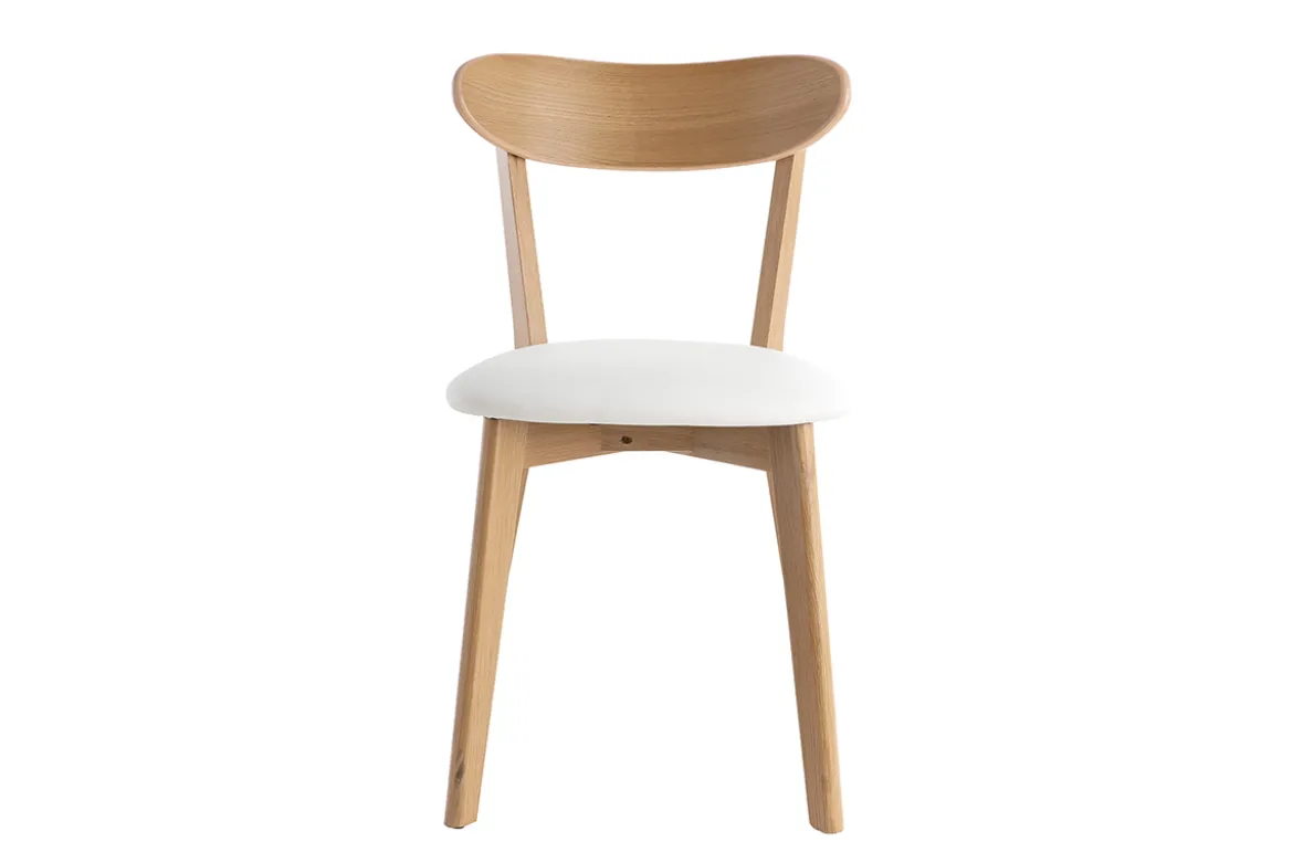 Chaises vintage en bois clair chêne et blanc (lot de 2) DOVE