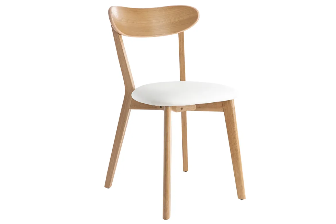 Chaises vintage en bois clair chêne et blanc (lot de 2) DOVE
