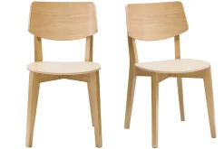 Chaises vintage en bois clair chêne (lot de 2) AVEA